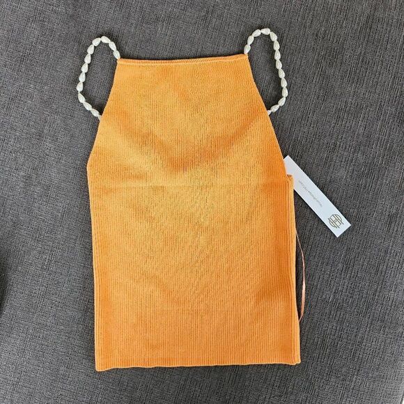 House of Harlow 1960 Tops - House of Harlow 1960 Women's Papaya Orange Shell Pearl Straps Top Size Small